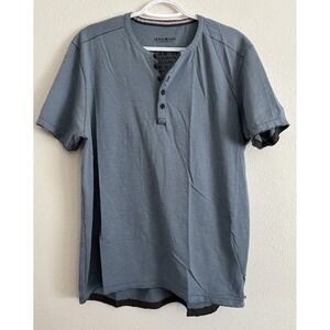 Jeremiah Henley Shirt Men's Large Blue Short Sleeve Casual Cotton Blend Tee